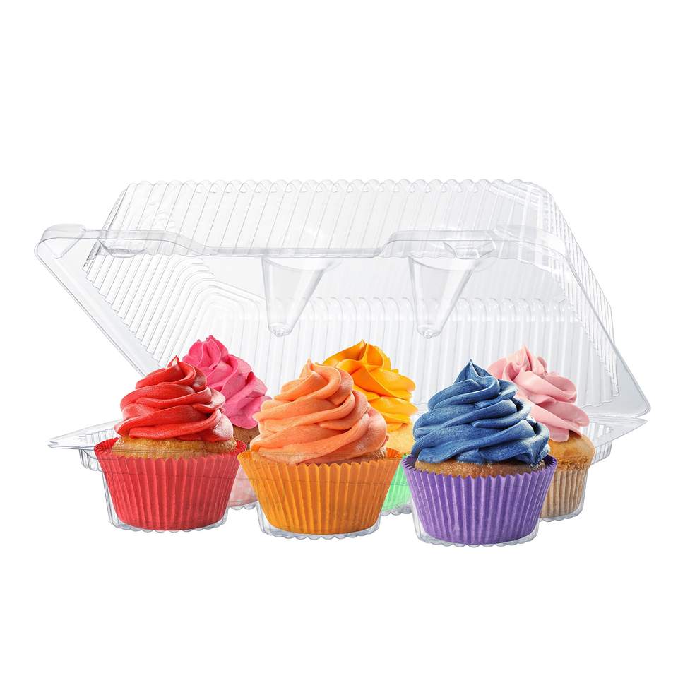 ClearView Cupcake Carrier, 1-12 Capacity, Plastic Dome Lid, Clamshell Design
