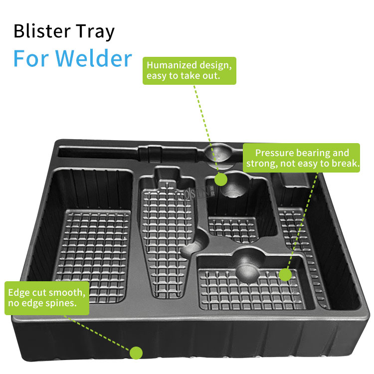 Custom Black Plastic PS Anti Static ESD Black Plastic Package Tray for Protective Products Shipping