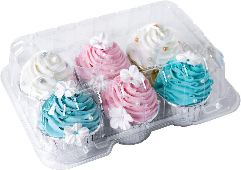 ClearView Cupcake Carrier, 1-12 Capacity, Plastic Dome Lid, Clamshell Design