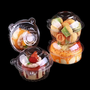 Wholesale Cute Design PET Plastic Clamshell Containers Round Boxes for Desserts Food Packaging