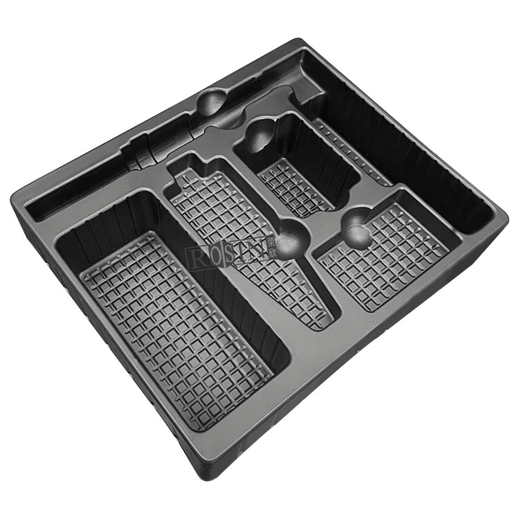 Custom Black Plastic PS Anti Static ESD Black Plastic Package Tray for Protective Products Shipping