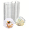 Clear PET Cupcake Plastic Trays Hinged Food Containers Bakery Cup Cake Packaging Box Wholesale