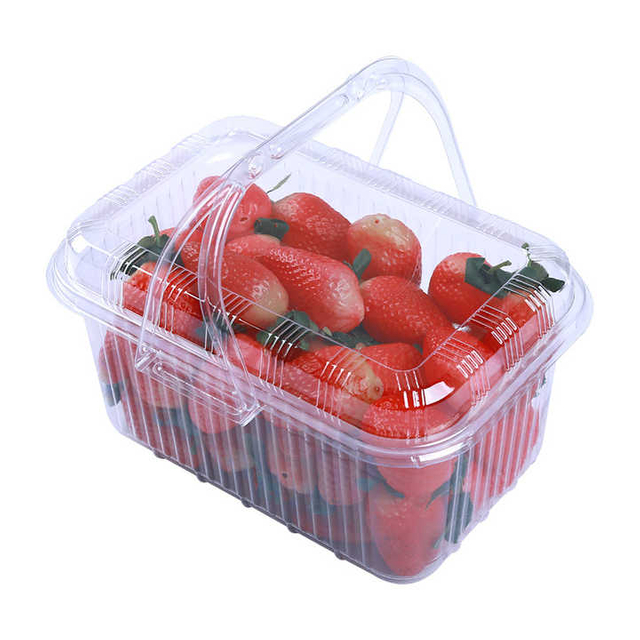 Customized 1 1.5 kg Plastic Packaging Punnet Agricultural Boxes Grapes Strawberries Fruits Containers With Holes
