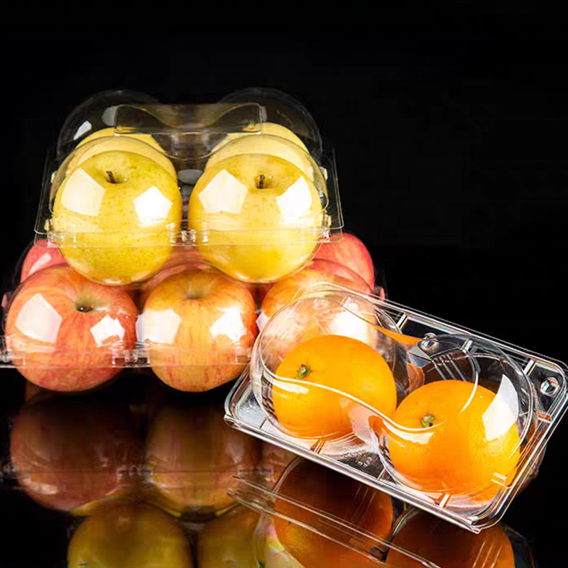 Wholesale 2 4 6 8 Cells Packaging Apple Container Plastic Fresh Fruit Blister Clear Box PET Plastic Clamshell apple Packaging