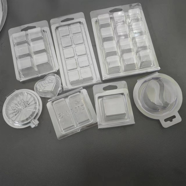 Vacuum Forming PVC Blister Clamshell Clear /Black PET Wax Melt Container Custom 6 Cell Wax Melt Clamshell for Candle
