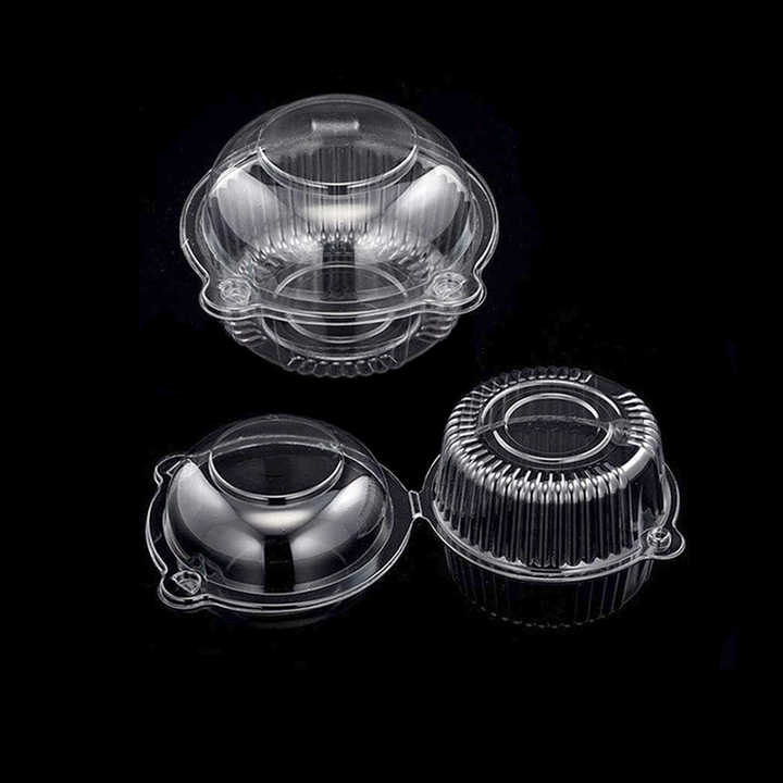 Wholesale Cute Design PET Plastic Clamshell Containers Round Boxes for Desserts Food Packaging