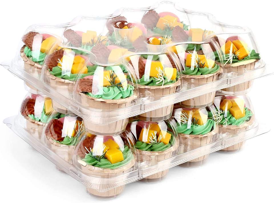 ClearView Cupcake Carrier, 1-12 Capacity, Plastic Dome Lid, Clamshell Design